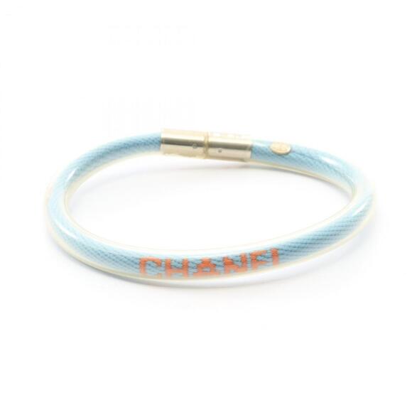 CHANEL Sport Line Logo Tube Bangle Bracelet Rubber Women's Blue